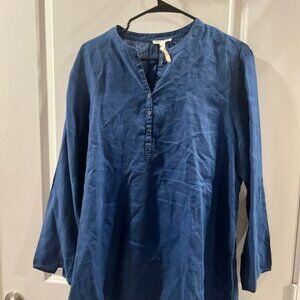 Eileen Fisher Women's Deep Blue Button-Up Blouse